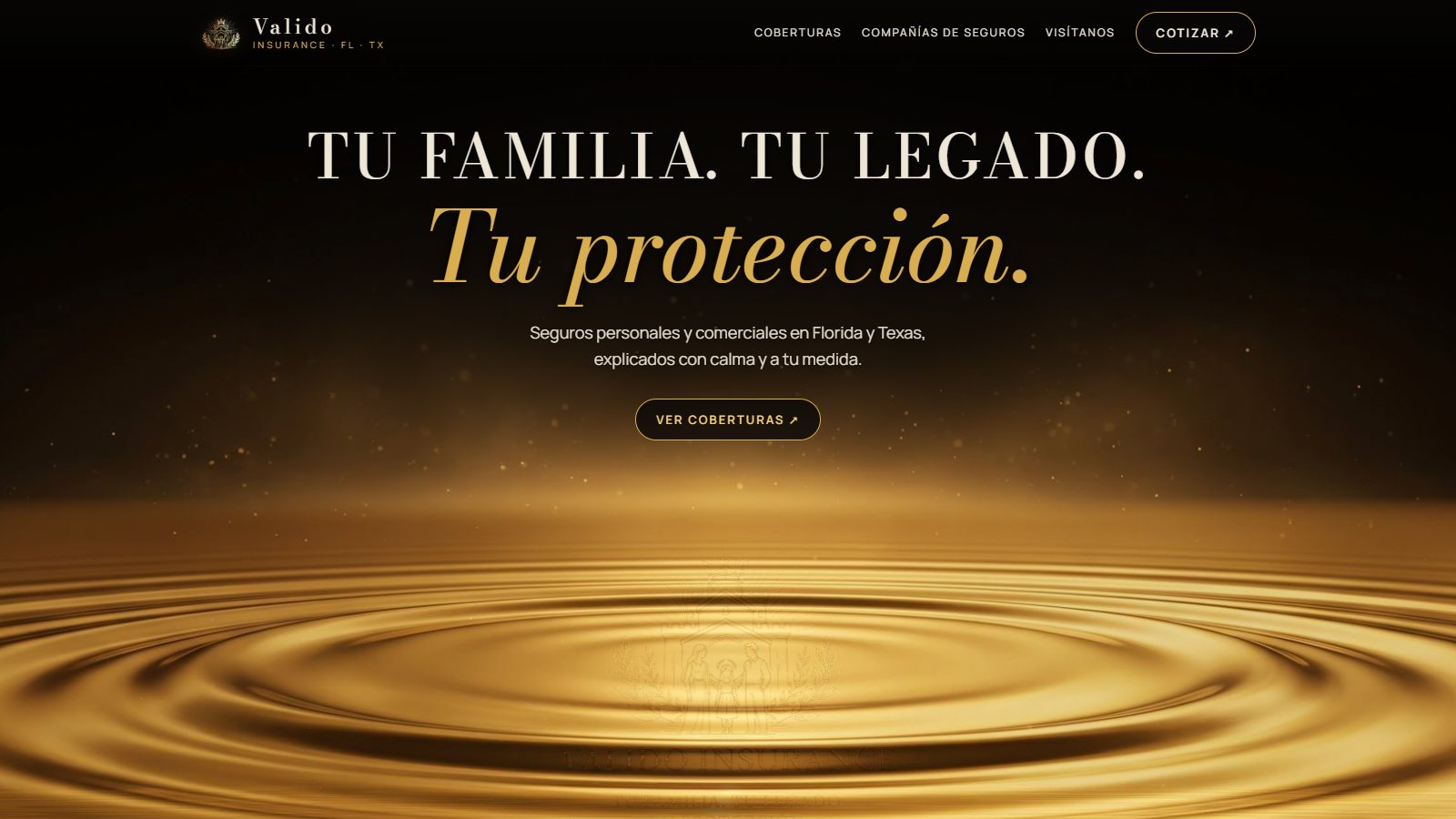 Home page of validoinsurance.com, built by Valido Media